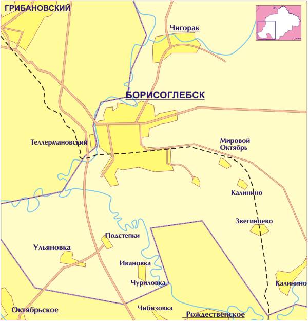 Карта борисоглебского района воронежской области с селами