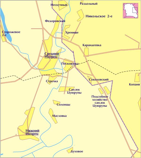 Карта лискинского района воронежской области подробная с городами и селами