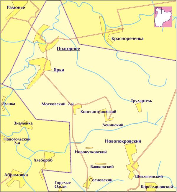 Карта подгоренского района воронежской области подробная